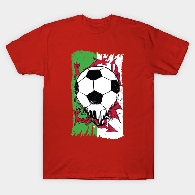 Vintage Welsh Flag with Football // Wales Soccer T-Shirt by SLAG_Creative